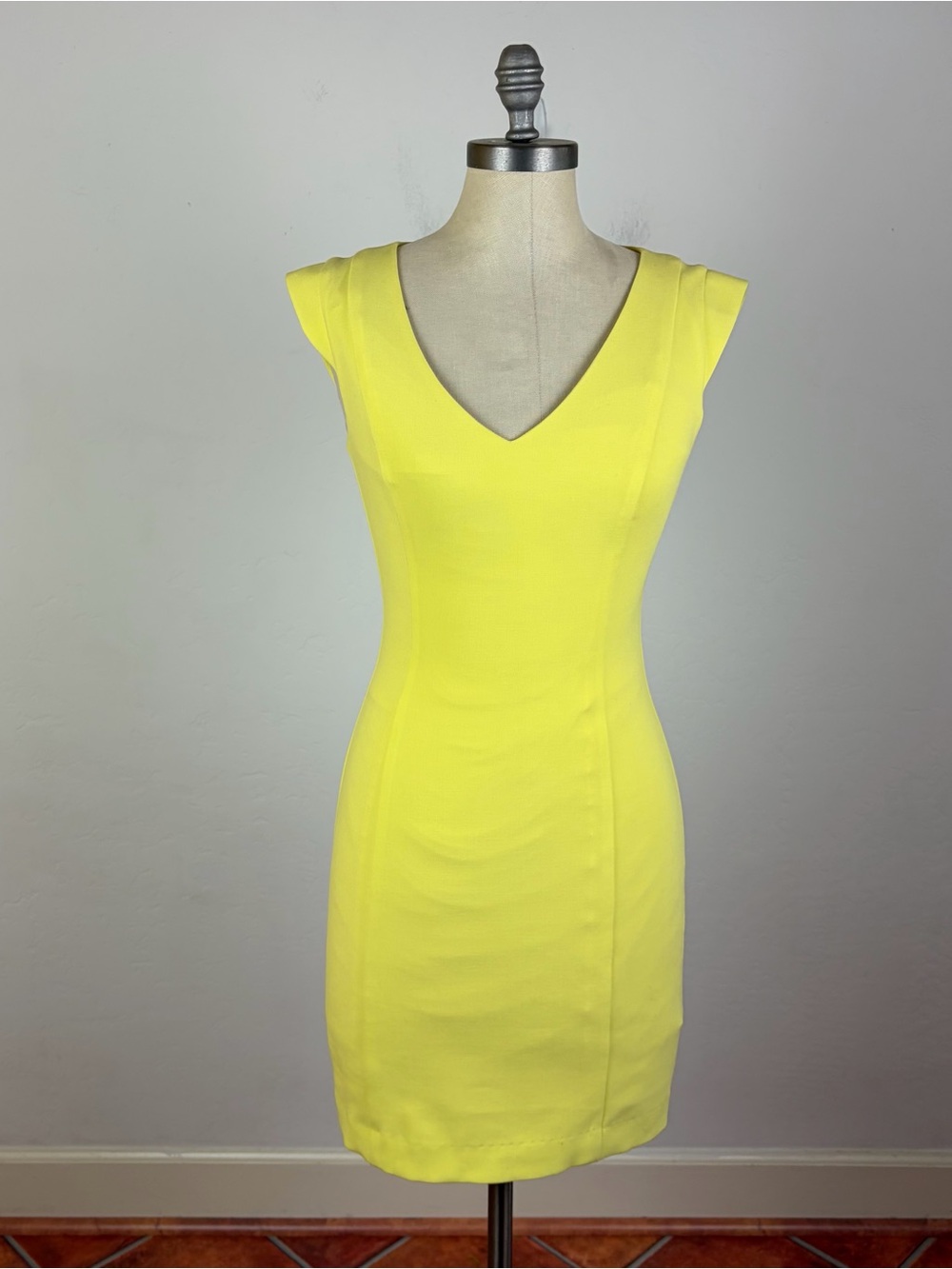 Black Halo Mini Sheath Dress in Yellow